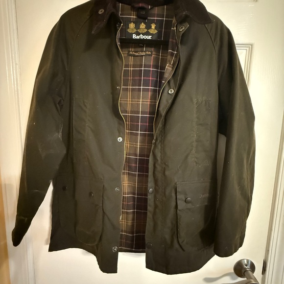 Barbour Green Military Field Jacket with Corduroy Collar